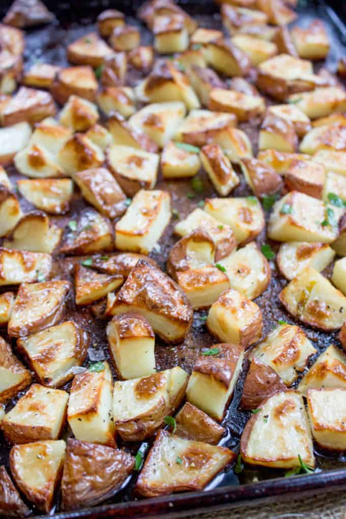 Roasted Red Potatoes hot out of the oven 