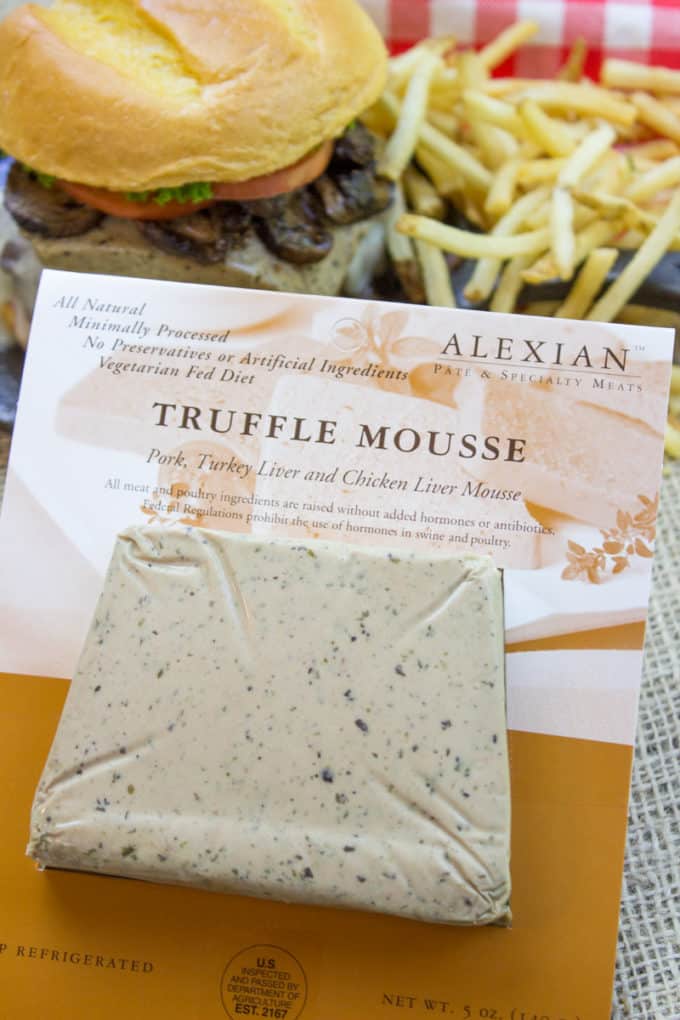 Truffle Mousse Burgers made at home with delicious truffle mousse, mushrooms and pepper crusted beef patties, this is the perfect indulgent burger for your summer cookout, graduation or Father's Day.