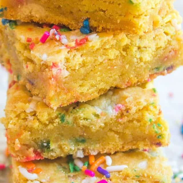 Cake Batter Blondies - Dinner, then Dessert