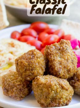 Classic Falafel made with dried chickpeas and tahini, this traditional falafel is exactly what you's have at your favorite Middle Eastern restaurant. Not a single canned chickpea in sight, so no mushy texture!