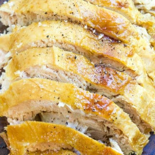 Crispy Slow Cooker Turkey Breast takes all the effort and guesswork out of preparing healthy turkey breast and is perfect sliced thinly in sandwiches. Never pay for turkey deli meat again!