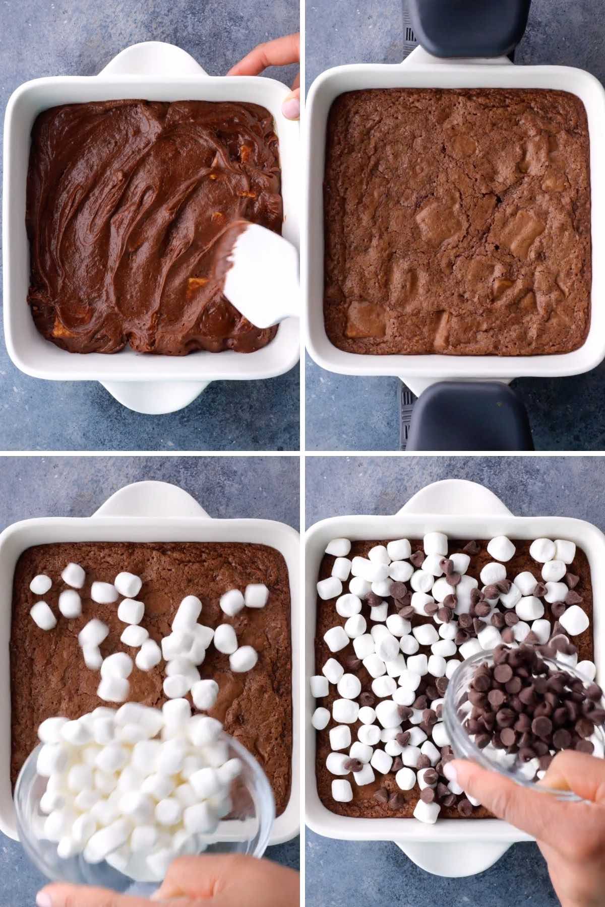 S'mores Brownies Collage of baking steps