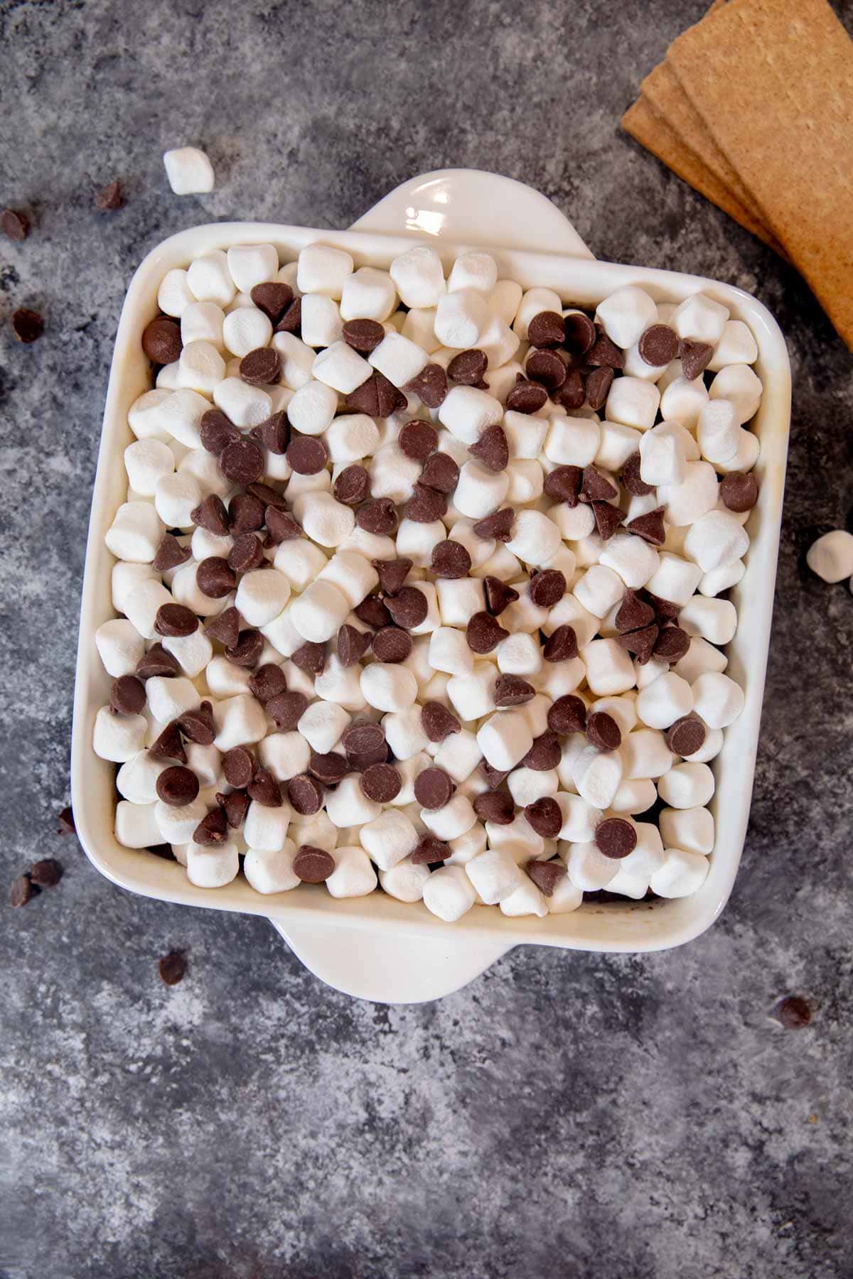 S'mores Brownies with marshmallows and chocolate chips