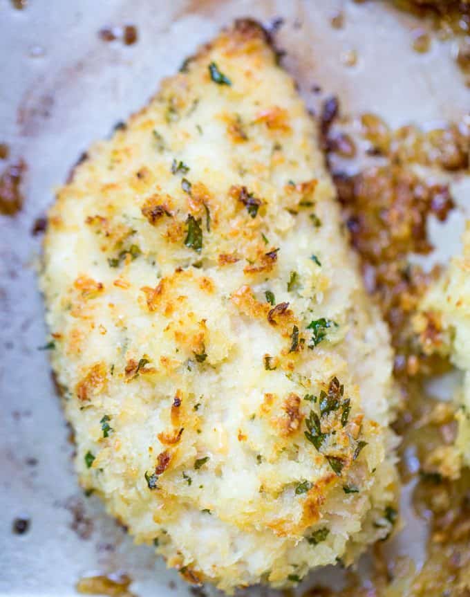 Lemon Parmesan Chicken baked in the oven 