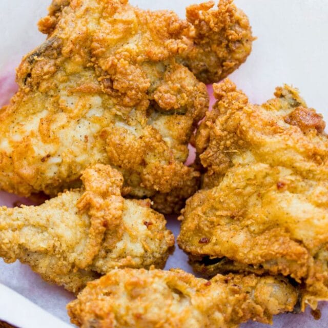 Fried chicken on white paper 4x3