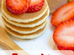 Mini Pancakes, sometimes called Silver Dollar are the easiest quickest little pancake bites that are perfect for parties, brunches, kids and pancake kabobs! dinnerthendessert.com