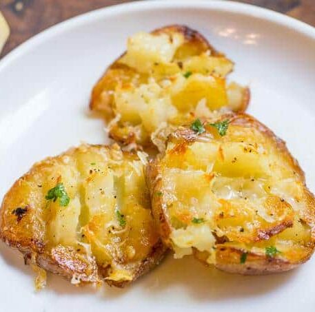 3 Parmesan Garlic Potatoes on a plate