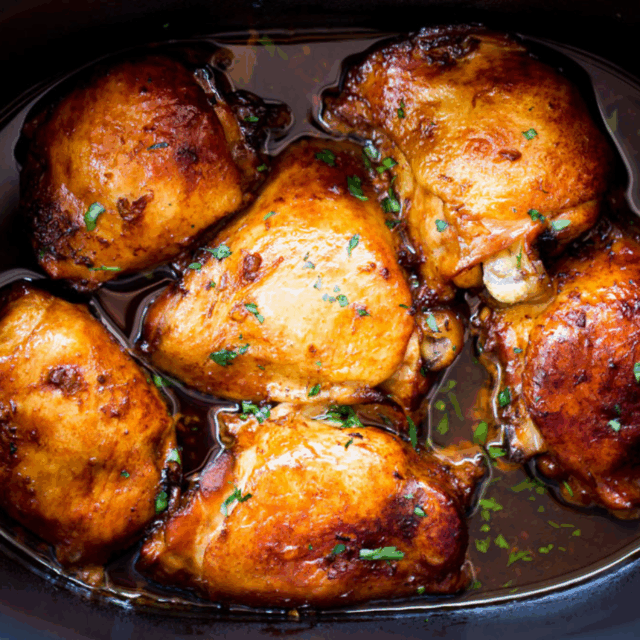 Pieces of tender meat in marinade in a pot