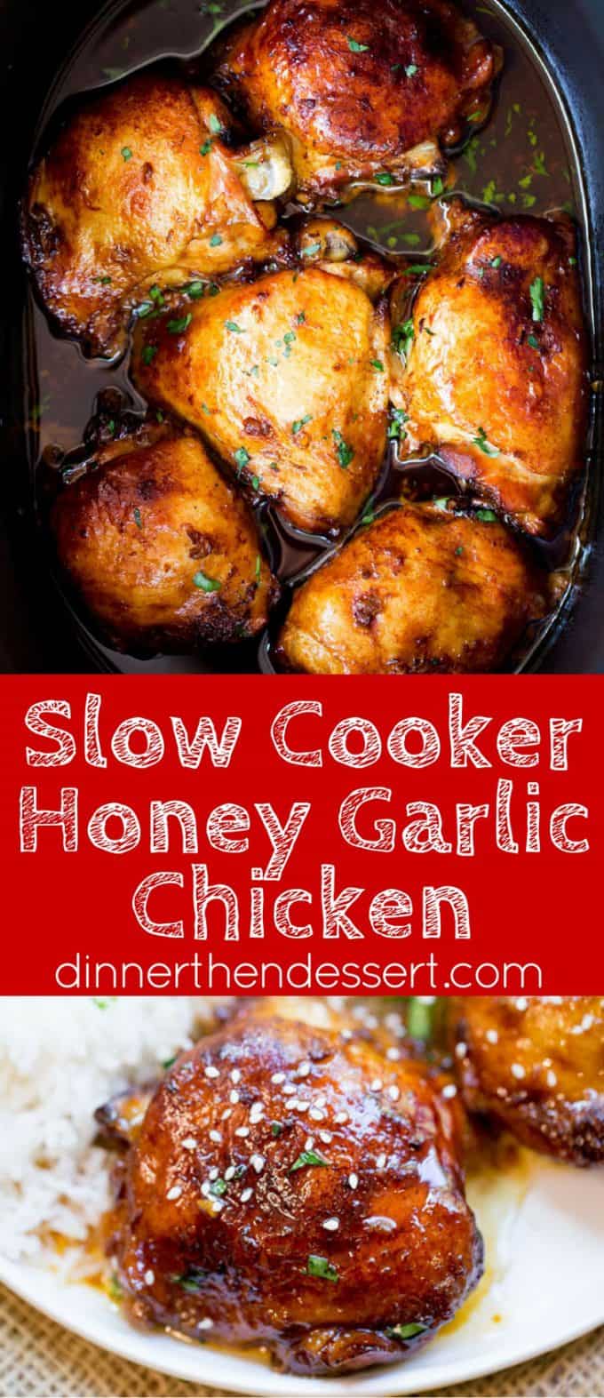 Slow Cooker Honey Garlic Chicken - Dinner, then Dessert