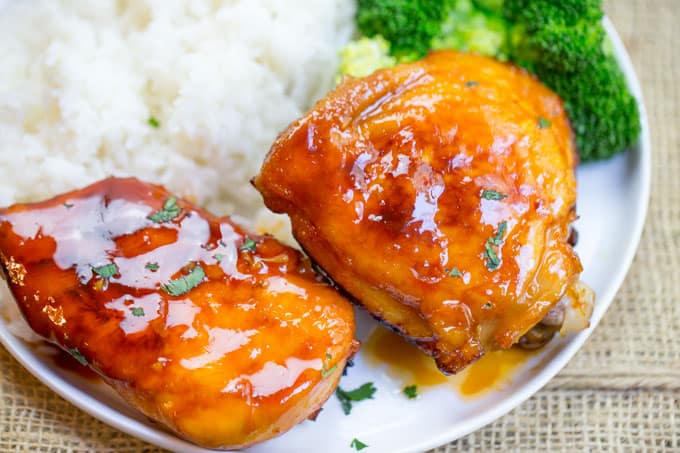 chicken and rice on a plate 