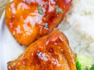 Baked Fire Popper Chicken is made with chicken breasts baked in a glorious honey-brown sugar hot sauce until they're sticky, sweet, spicy perfection!
