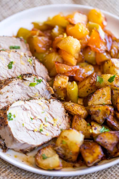 Honey Apple Pork with Potatoes (One Pan!) - Dinner, then Dessert