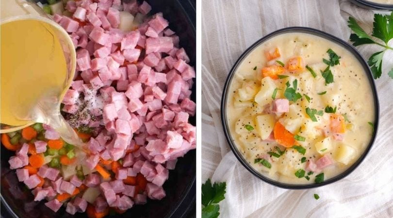 Slow Cooker Ham and Potato Soup Recipe - Dinner, then Dessert