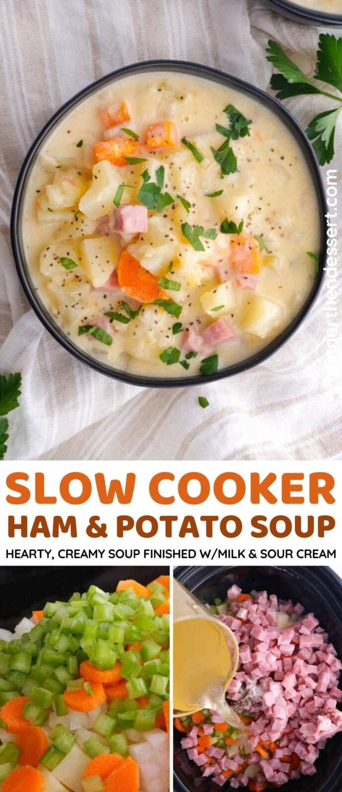Slow Cooker Ham and Potato Soup Collage