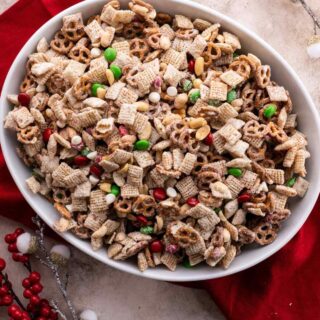 bowl of Christmas White Chocolate Trash Mix