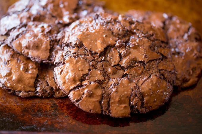 Flourless Chocolate Chewy Cookies are crispy and chewy with a fudgy center that take just a few minutes to make and taste like they came from a bakery!