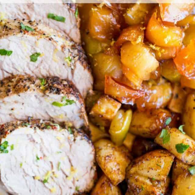 Honey Apple Pork with Potatoes made in a cast iron skillet is the perfect fall meal celebrating honey, apples, roasted potatoes with almost no cleanup and only 7 ingredients.