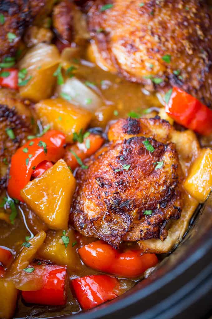 pineapple chicken thighs slow cooker