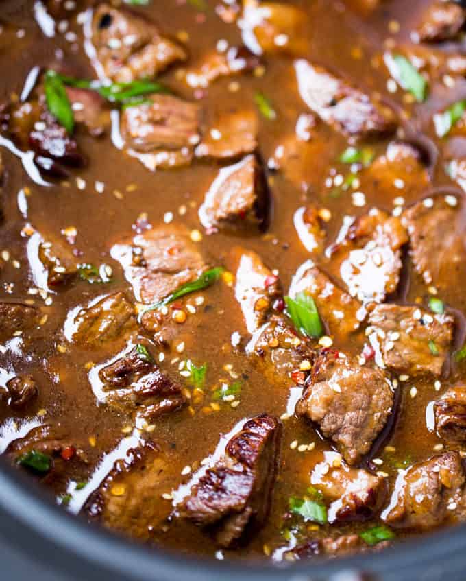 Slow Cooker Korean Beef with just 10 minutes of prep makes the easiest weeknight meal with so much flavor from the garlic, ginger and sesame oil.