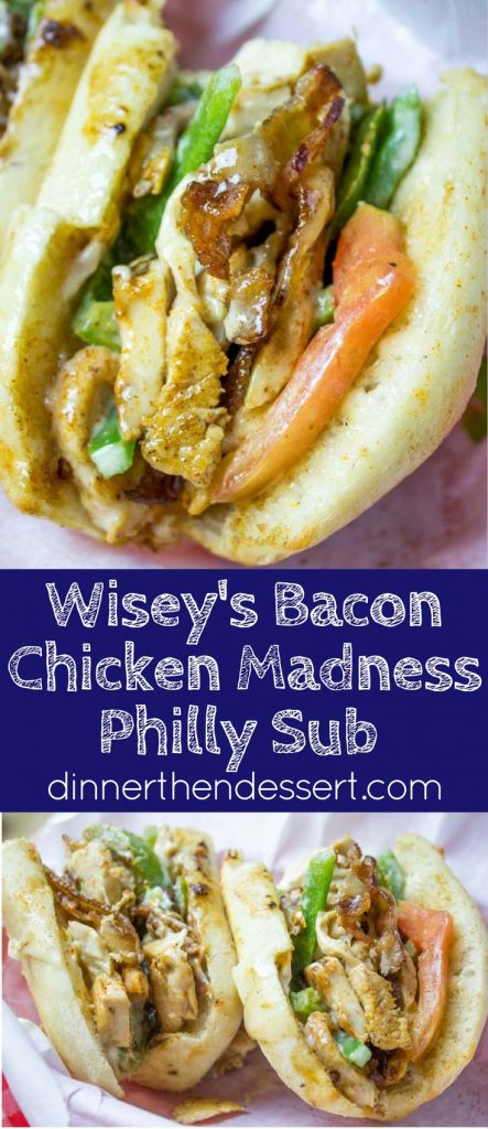 Chicken Madness Philly Sub Sandwiches are a Georgetown University tradition and an amazing alternative to your classic Philly cheesesteak sandwich with peppers, onions, bacon, garlic and hot peppers.