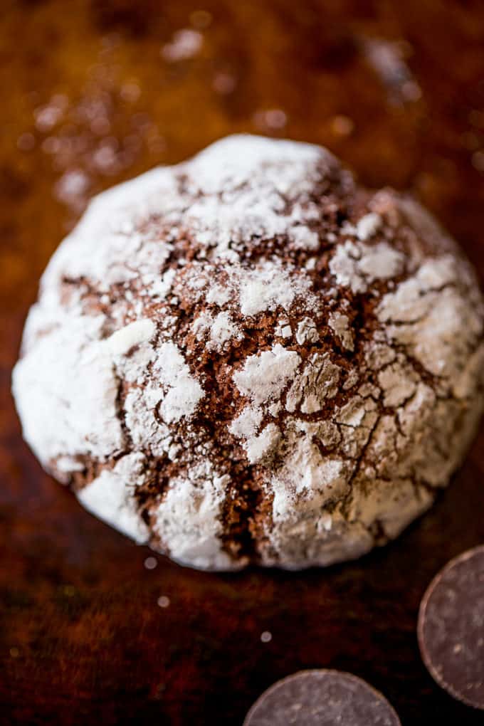 Dark Chocolate Crinkle Cookies are a holiday classic made with cocoa powder and melted dark chocolate are the chewiest and fudgiest cookies you'll make for your Christmas exchange this year!