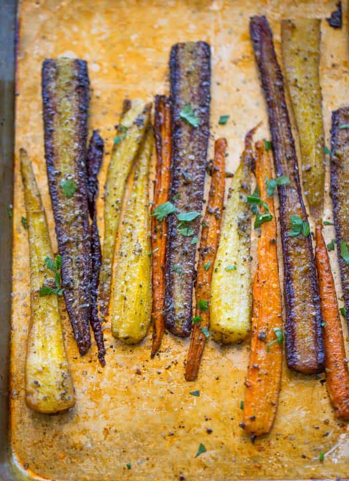 Coffee & Garlic BBQ Roasted Rainbow Carrots