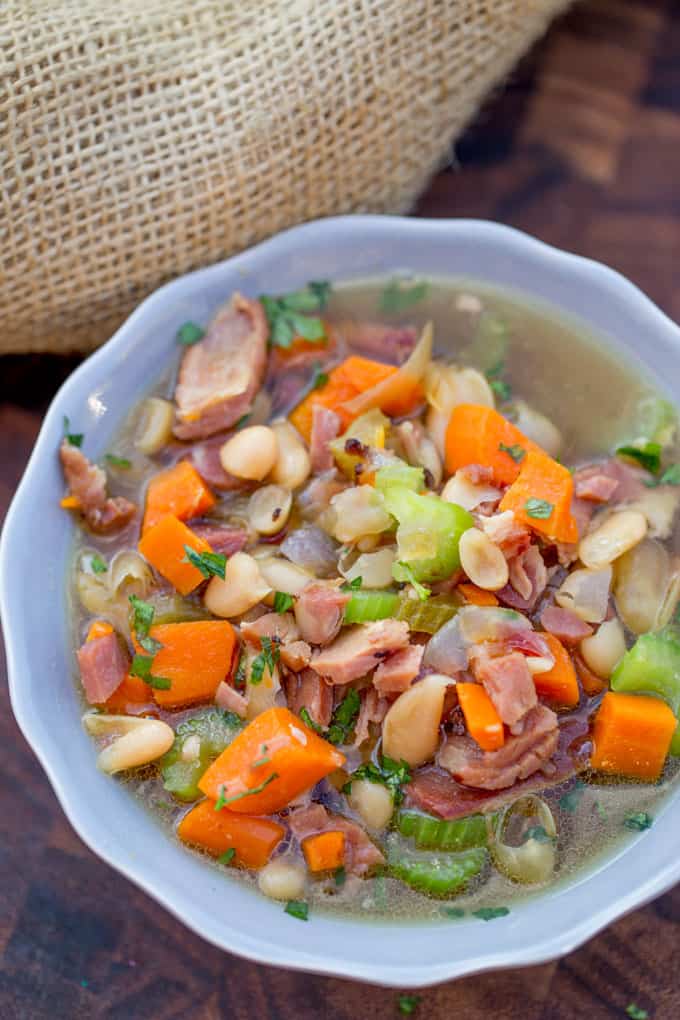 Slow Cooker Ham And Bean Soup Recipe - Dinner, Then Dessert