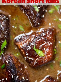 Slow Cooker Korean Short Ribs browned and cooked until fork tender with just a few minutes of prep work and all your favorite flavors.
