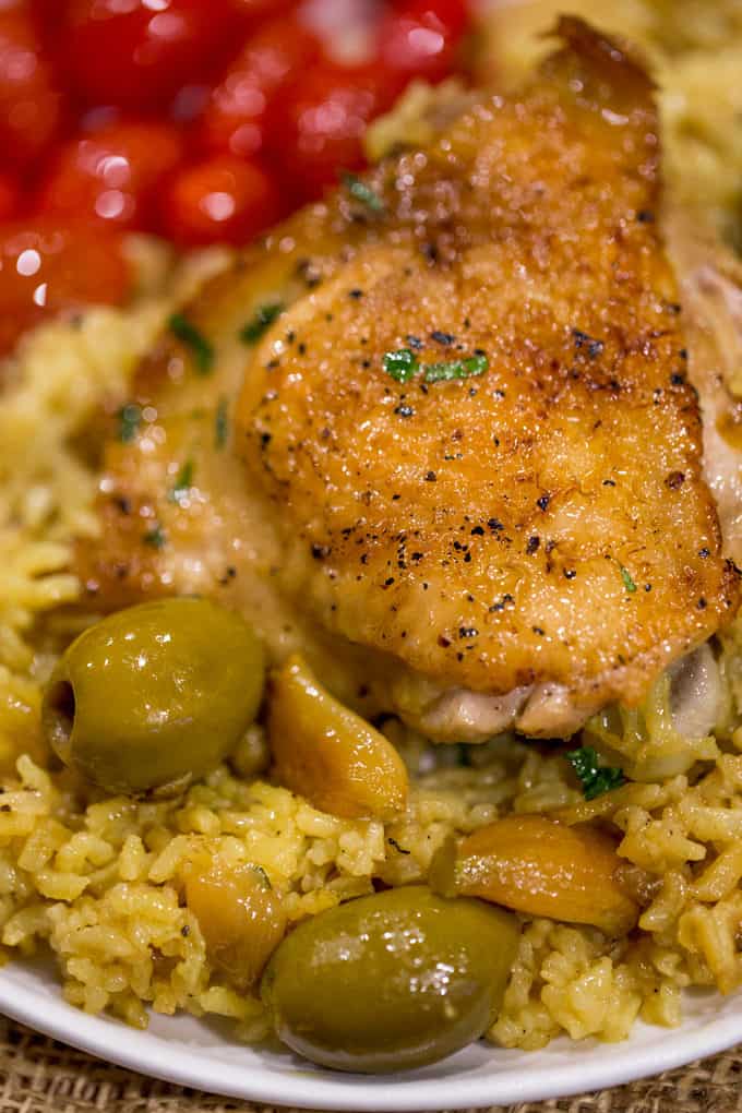 Spanish Olives Chicken And Rice One Pan Dinner Then Dessert