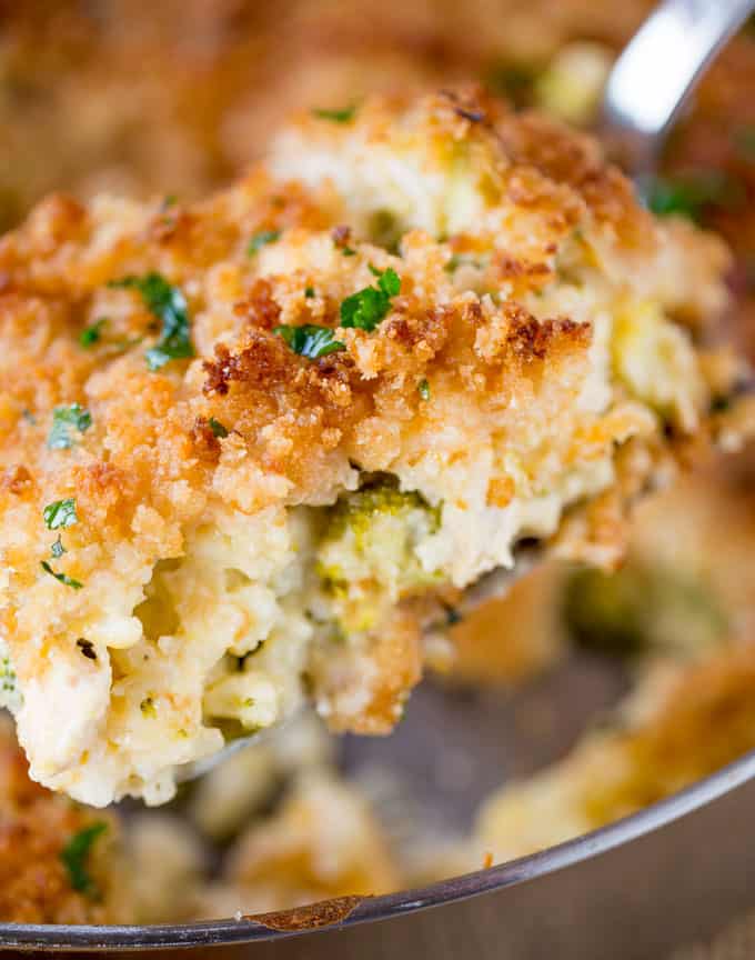 Cheesy Chicken Broccoli Rice Casserole - Dinner, then Dessert