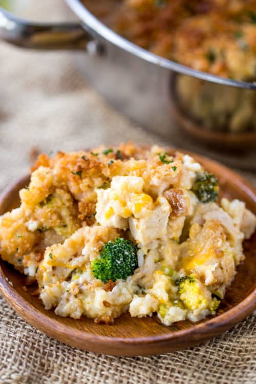 Cheesy Chicken Broccoli Rice Casserole - Dinner, then Dessert