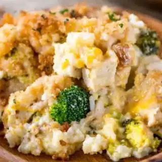 Casserole served on plate