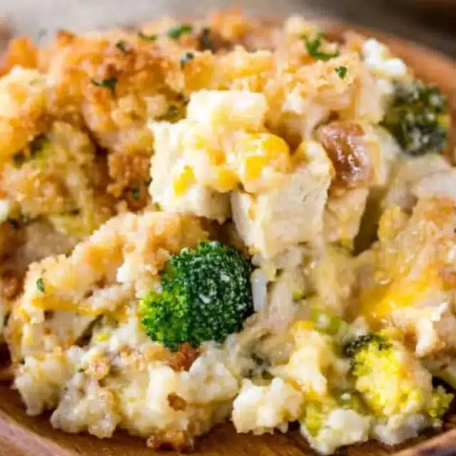 Casserole served on plate