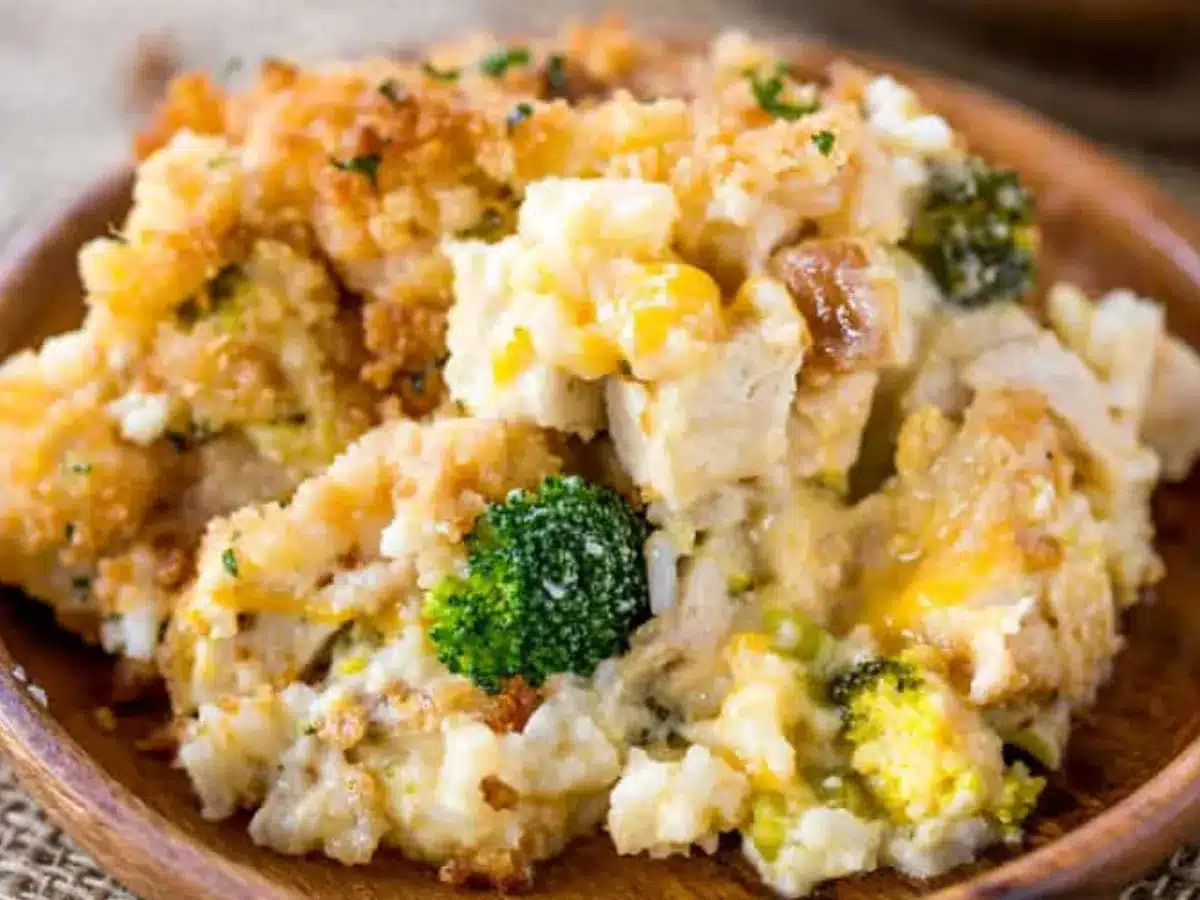 Casserole served on plate