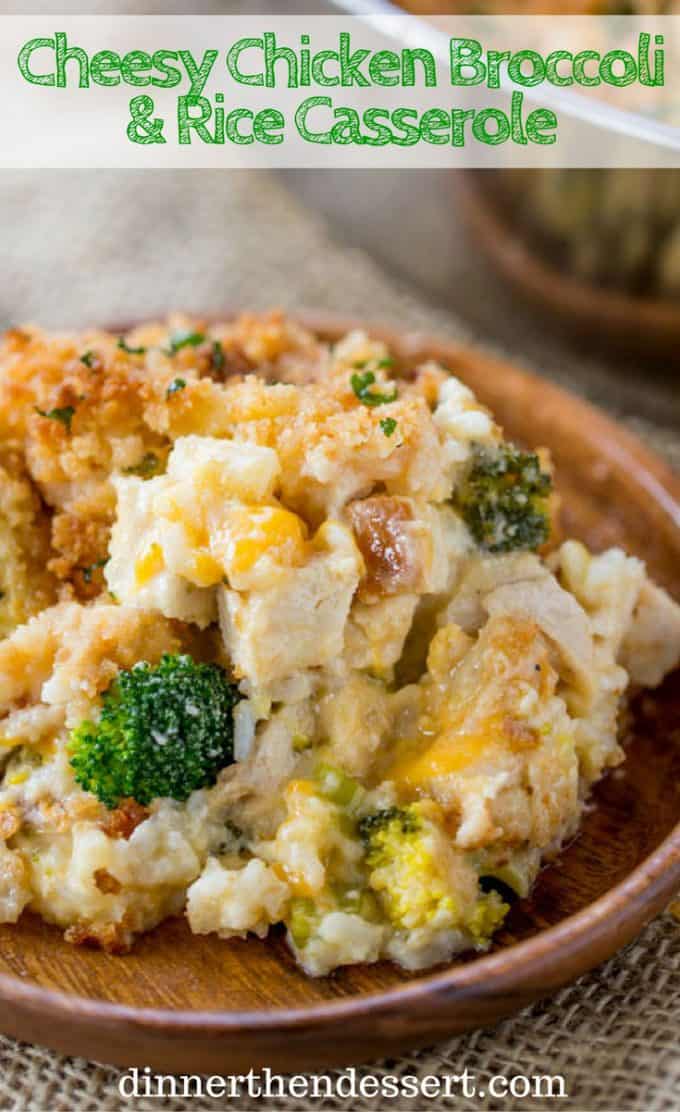 Cheesy Chicken Broccoli Rice Casserole with no canned products is the perfect one pan meal with a creamy sauce and crispy topping your whole family will enjoy.