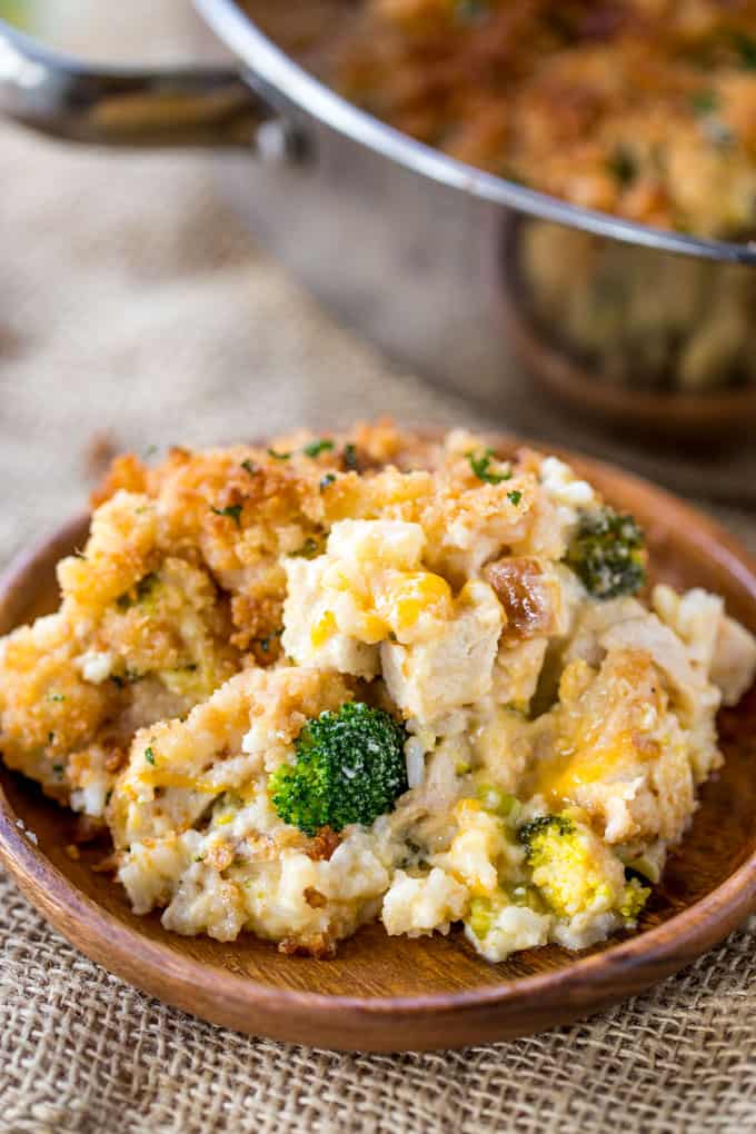 Cheesy Chicken Broccoli Rice Casserole - Dinner, then Dessert