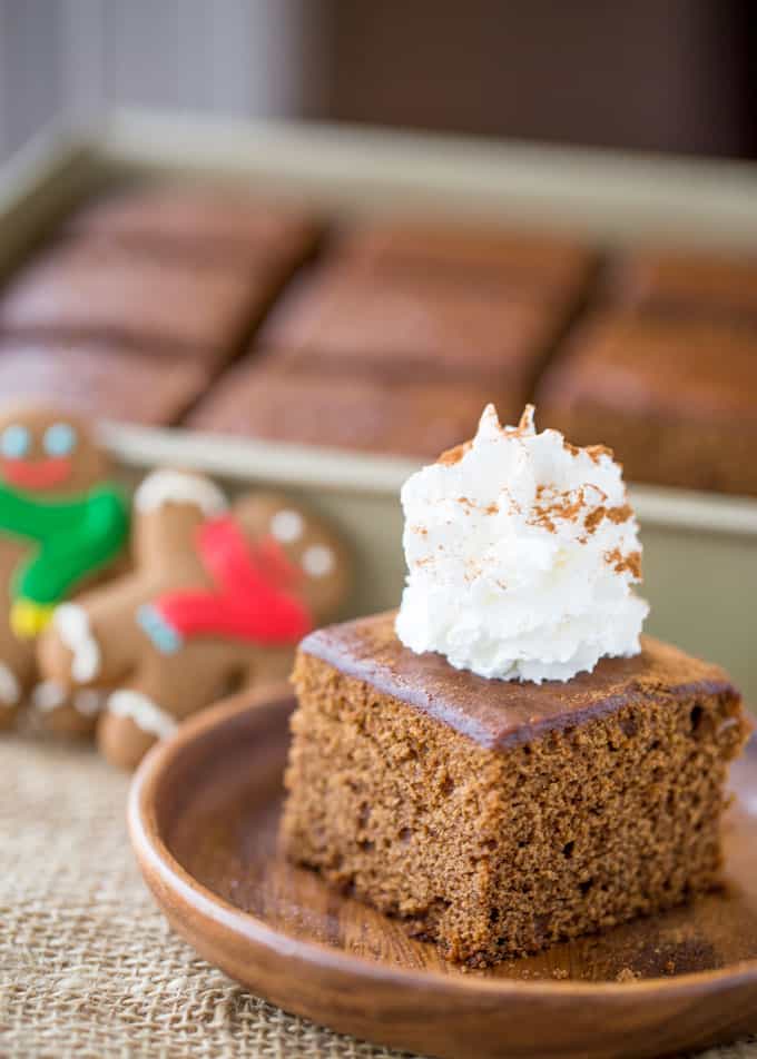 Classic Gingerbread Cake with a rich molasses, cinnamon and ginger flavor is fuss free and the perfect holiday breakfast. Also works great as part of your dessert table.