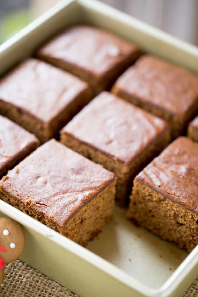 Classic Gingerbread Cake with a rich molasses, cinnamon and ginger flavor is fuss free and the perfect holiday breakfast. Also works great as part of your dessert table.