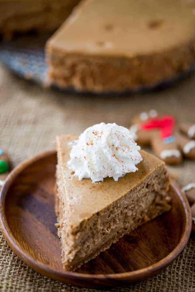 Gingerbread Cheesecake is creamy and tangy and full of warm holiday flavors that is the perfect ending to your favorite holiday meal.