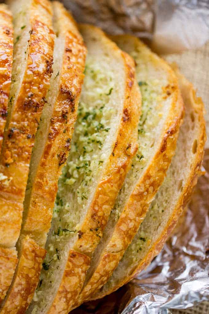 Homemade garlic bread recipe deals with regular bread