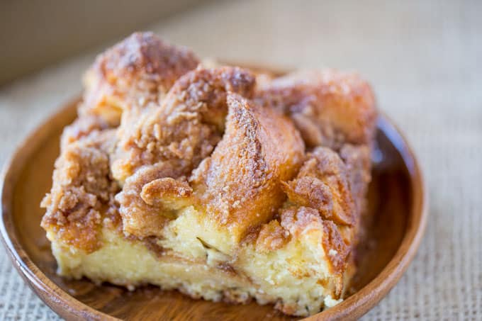 Easy French Toast Bake with no overnight chilling and all your favorite French Toast flavors you can serve to your family or a large crowd. Perfect with warm maple syrup.