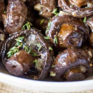Mushrooms in a white bowl