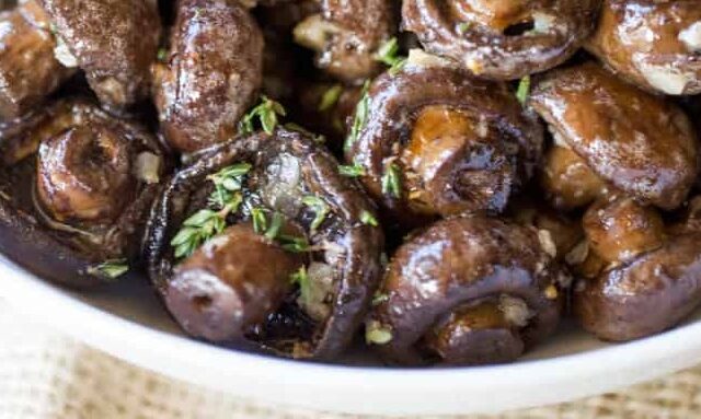 Mushrooms in a white bowl