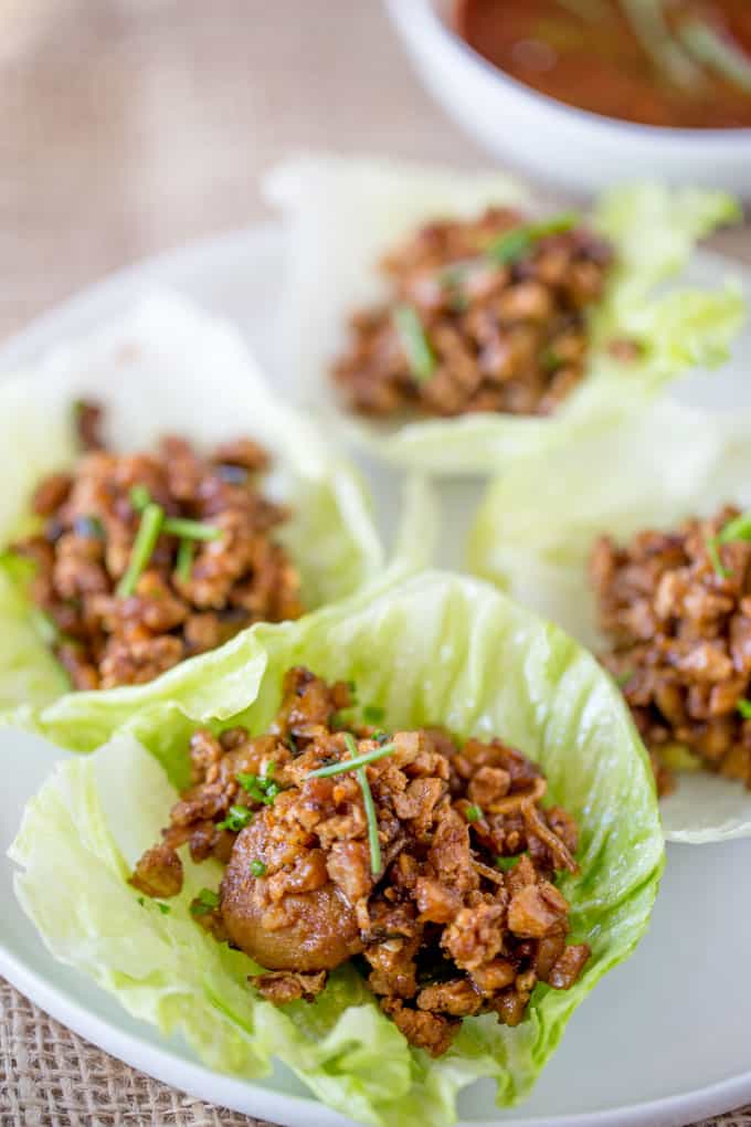 P.F. Chang's Chicken Lettuce Wraps is the most popular item on the menu for good reason with chicken, chestnuts and a delicious sauce, they're healthy and addicting!