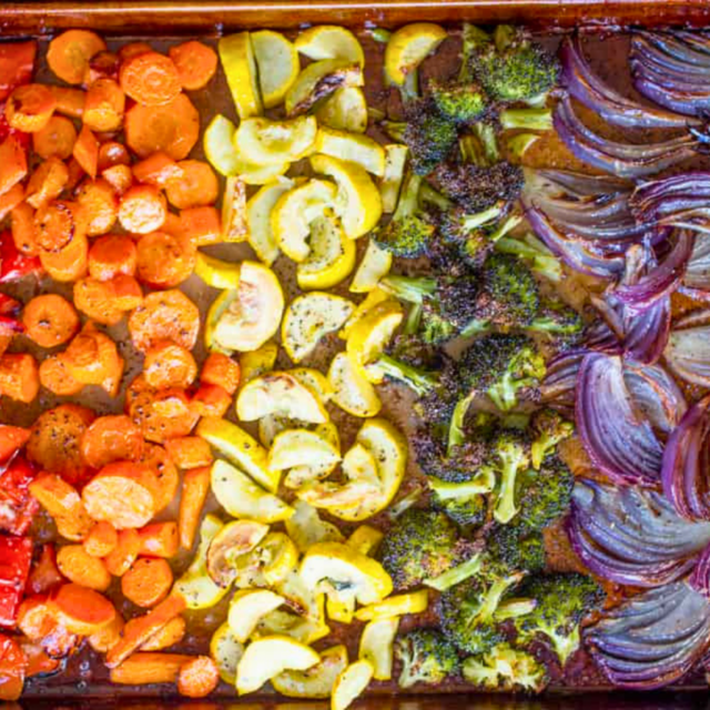 Cooked Vegetables on baking sheet
