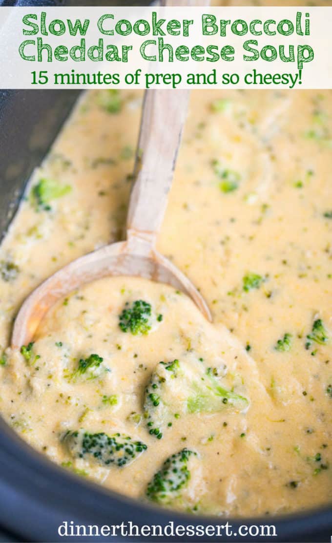 Slow Cooker Broccoli Cheddar Cheese Soup is the perfect soup for this cold wintery weather that even your kids will love and it takes just a few minutes of prep.