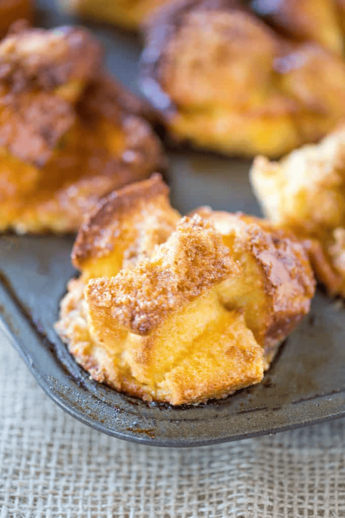 French toast bites in a muffin pan