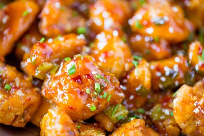 Asian Sweet Chili Chicken is so crispy, sticky, sweet, slightly spicy and completely addicting you won't even miss your favorite Asian takeout.