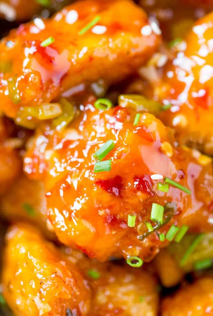 Asian Sweet Chili Chicken is so crispy, sticky, sweet, slightly spicy and completely addicting you won't even miss your favorite Asian takeout.