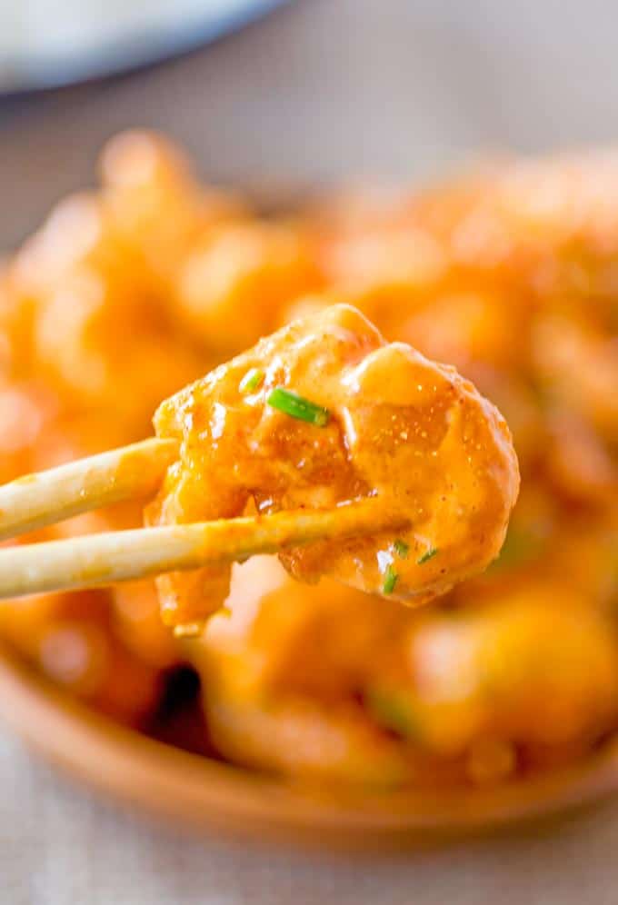 Bang Bang Shrimp from the Bonefish Grill is crispy, creamy, sweet and spicy with just a few ingredients and tastes just like the most popular appetizer on the menu.